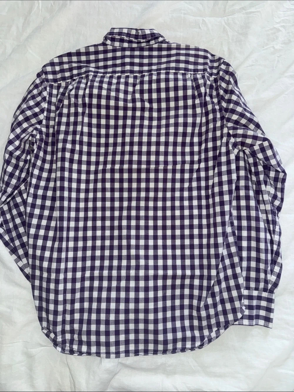 J. Crew Men's Purple and White Gingham Button-Down Shirt